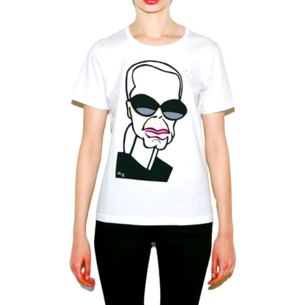 KARL LAGERFELD FACE DRAWING  PORTRAIT TEE WOMENS SIZE SMALL